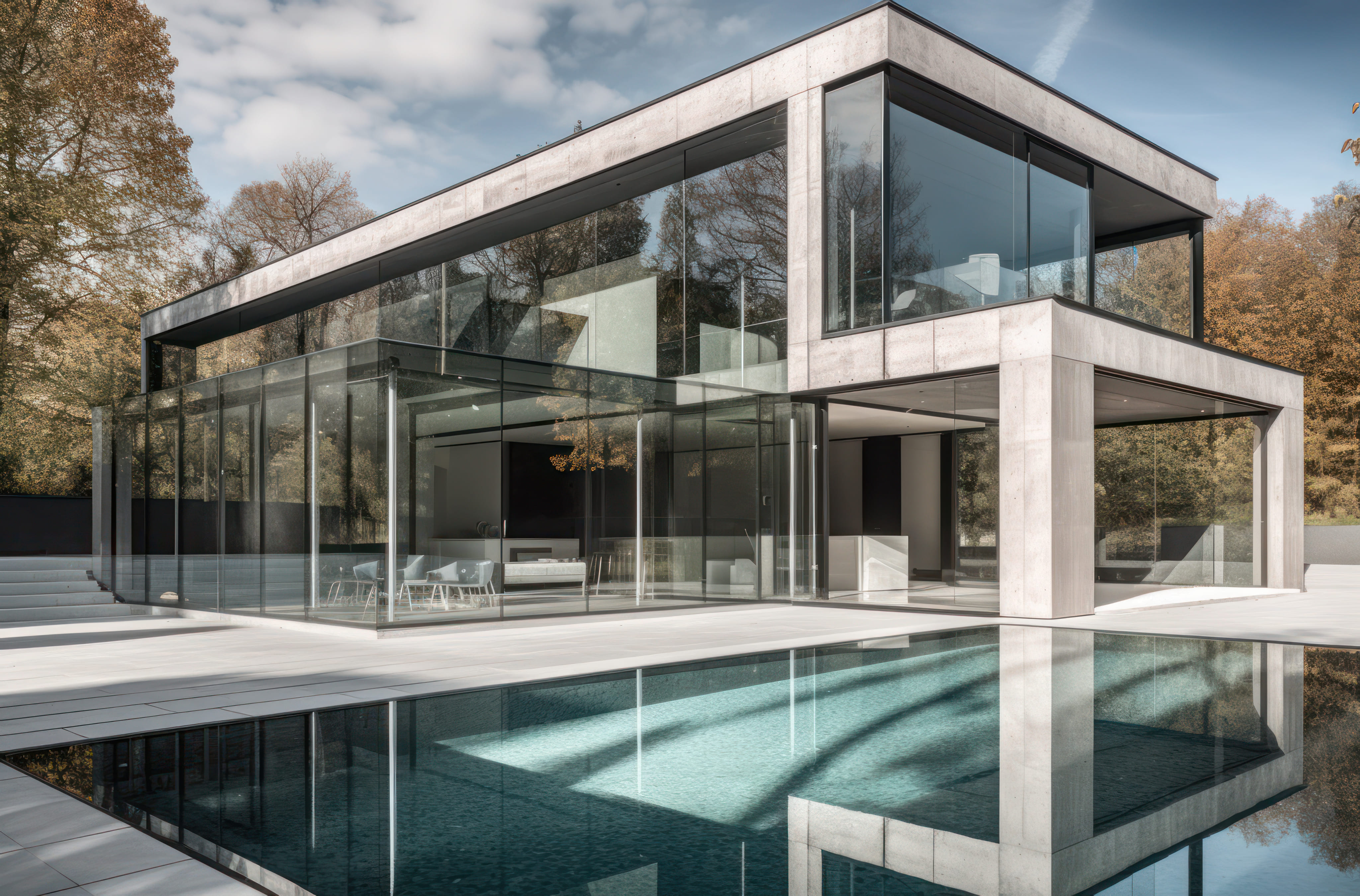 Modern house with glass and aluminium